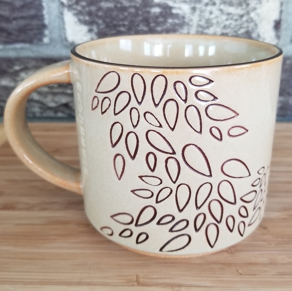 Starbucks Coffee/Tea Mug Tan/Brown Leaf Pattern